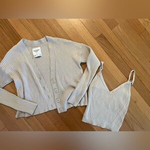 Abercrombie & Fitch Cream Cardigan Sweater and Tank Top
